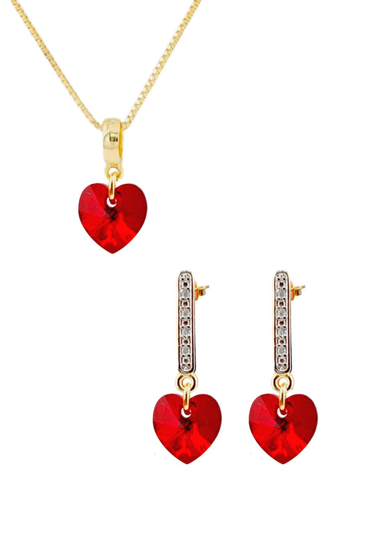 Conjunto Romance Gold 24K Cristal Genuino Siam