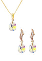 Conjunto Encanto Gold 24K Cristal Genuino Aurora Boreal