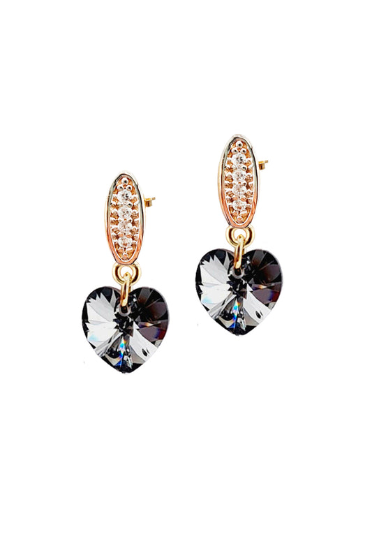 Aros Romance Gold 24K Cristale Genuino Silver Night