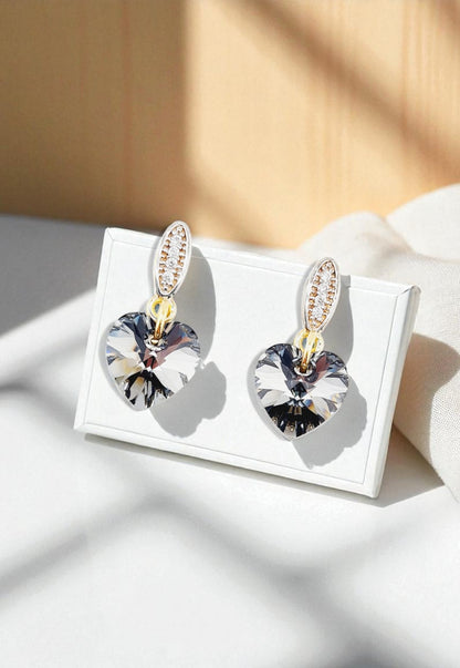 Aros Romance Gold 24K Cristale Genuino Silver Night
