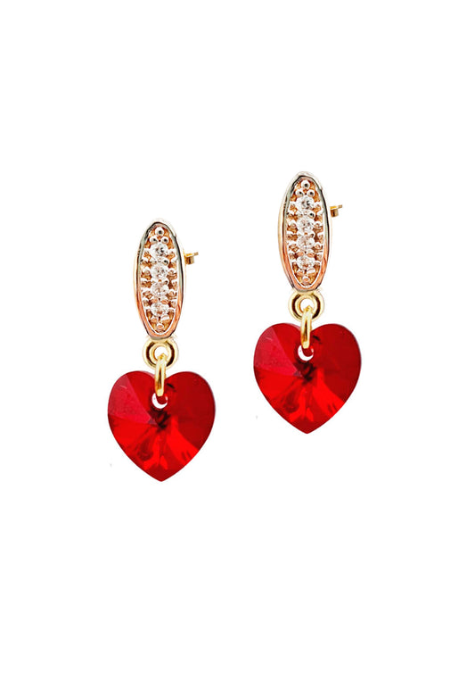 Aros Romance Gold 24K Cristal Genuino Siam Shimmer