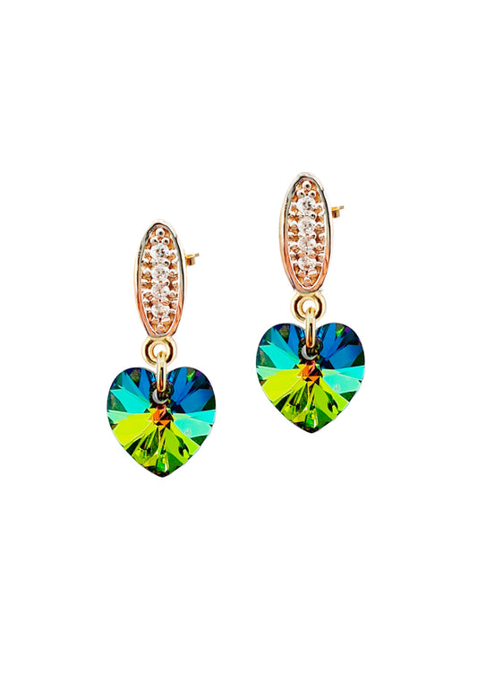 Aros Romance Gold 24K Cristal Genuino Vitral Medium