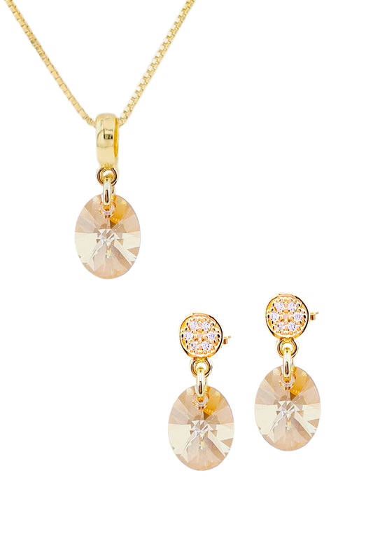 Conjunto Praga Baño Oro 24K Cristal Genuino Golden Shadow