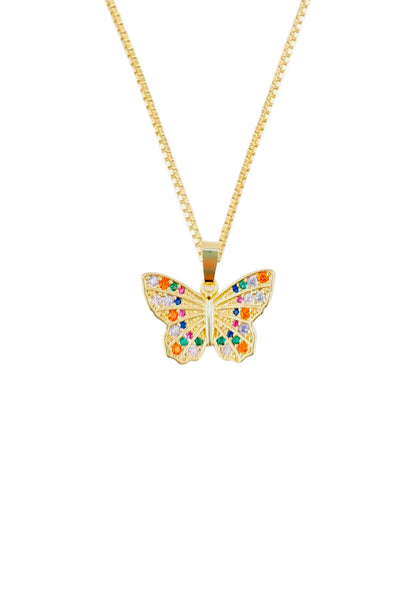 Collar Mariposa Microcircones Baño de Oro 24k