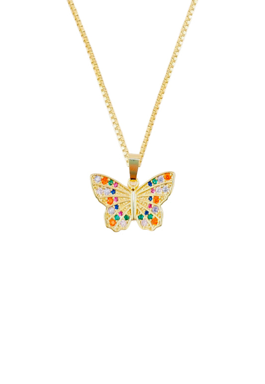 Collar Mariposa Microcircones Baño de Oro 24k