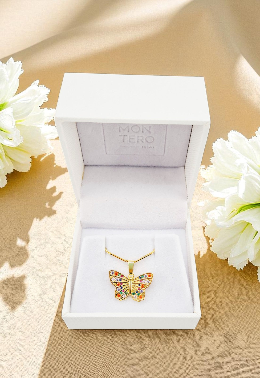 Collar Mariposa Microcircones Baño de Oro 24k
