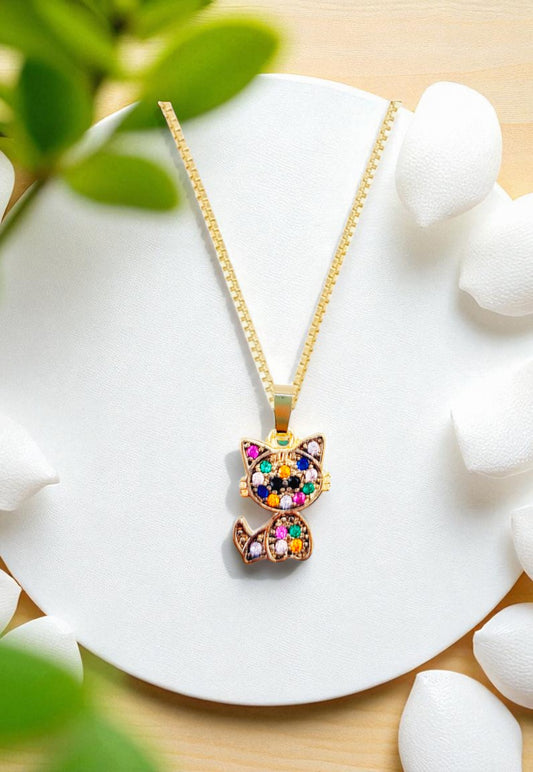 Collar Cat Microcircon Baño de Oro 24k