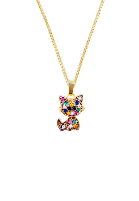 Collar Cat Microcircon Baño de Oro 24k