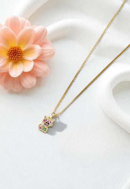 Collar Cat Microcircon Baño de Oro 24k