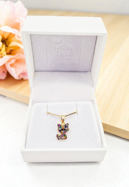 Collar Cat Microcircon Baño de Oro 24k