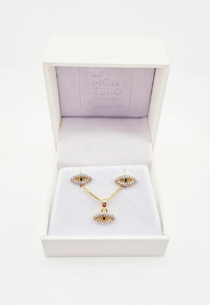 Conjunto Turquia con Microcircones Baño de Oro 24k