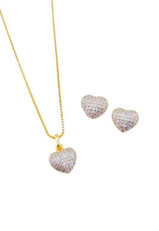 Conjunto Corazon Gold 24K Micro Circones
