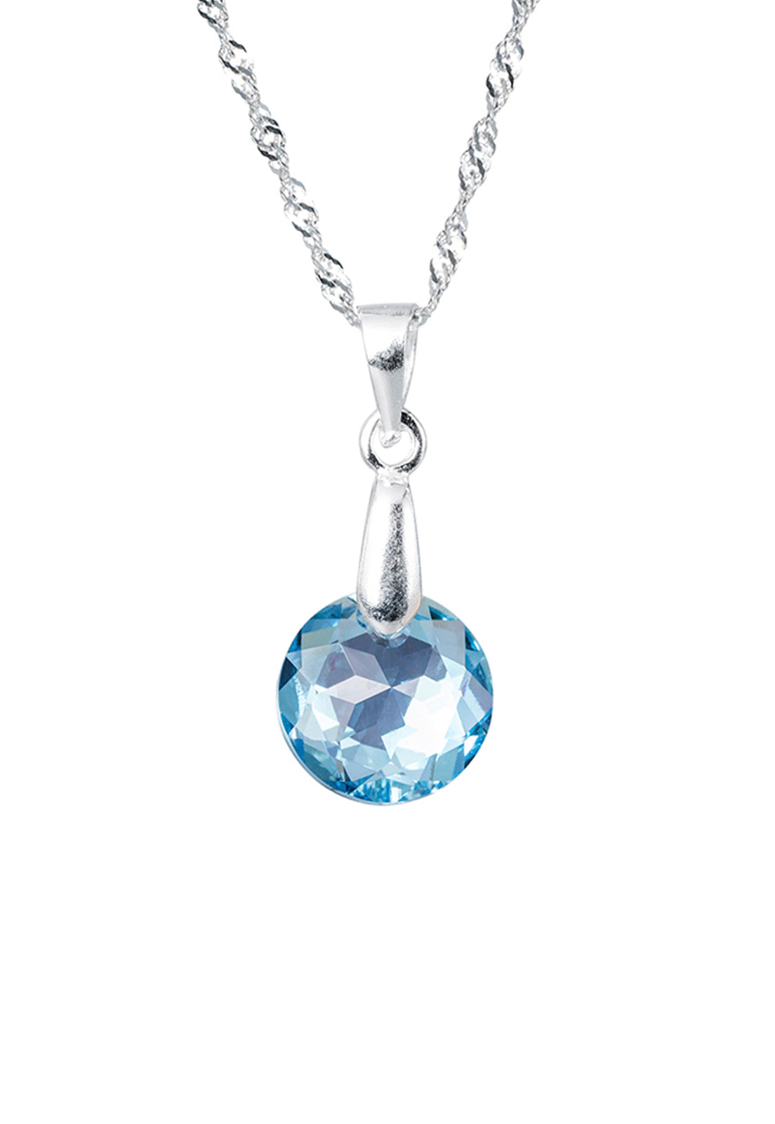 Collar Gracia Plata 925 Cristal Genuino Aquamarine