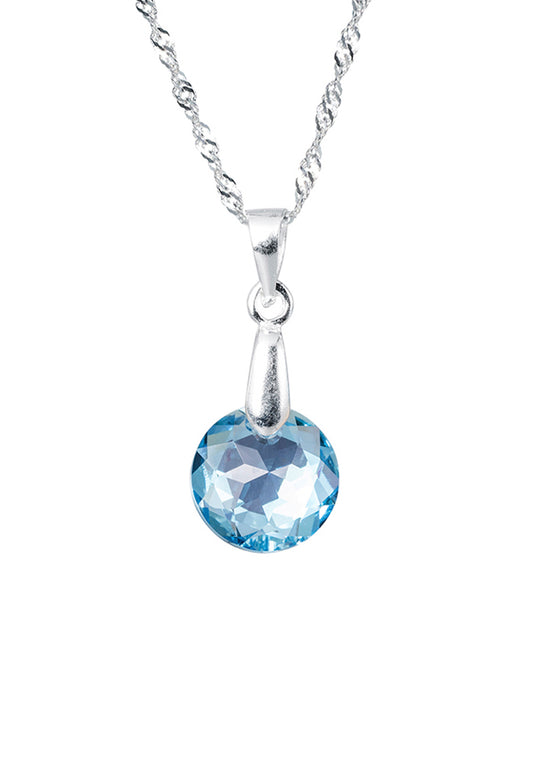 Collar Gracia Plata 925 Cristal Genuino Aquamarine