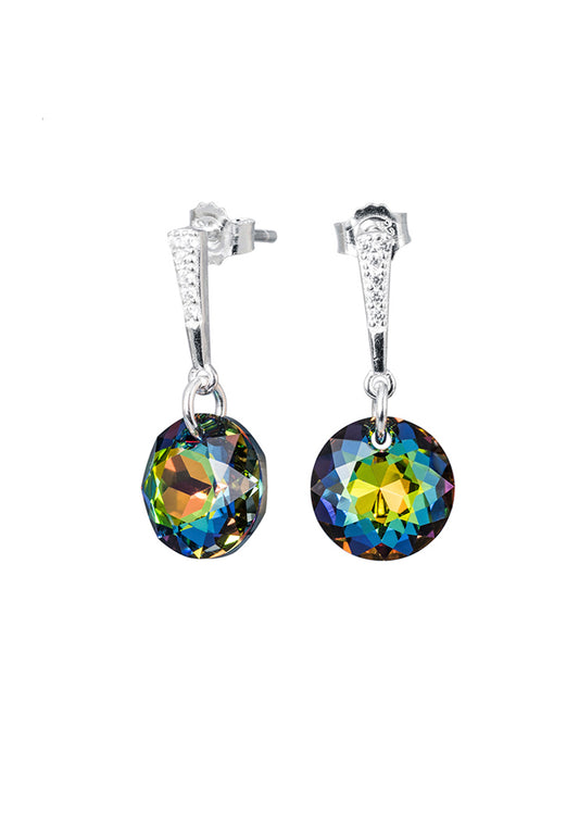 Aros Gracia Plata 925 Cristal Genuino Vitral Medium