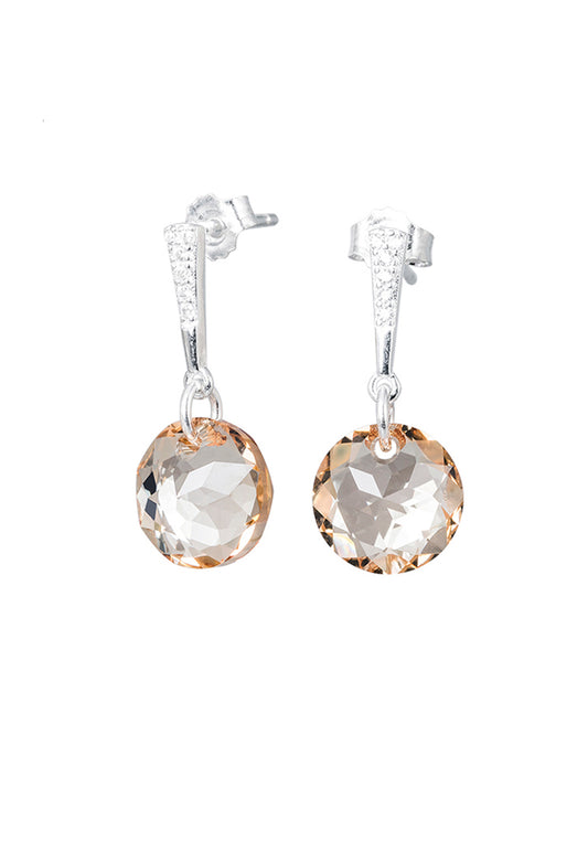 Aros Gracia Plata 925 Cristal Genuino Golden Shadow