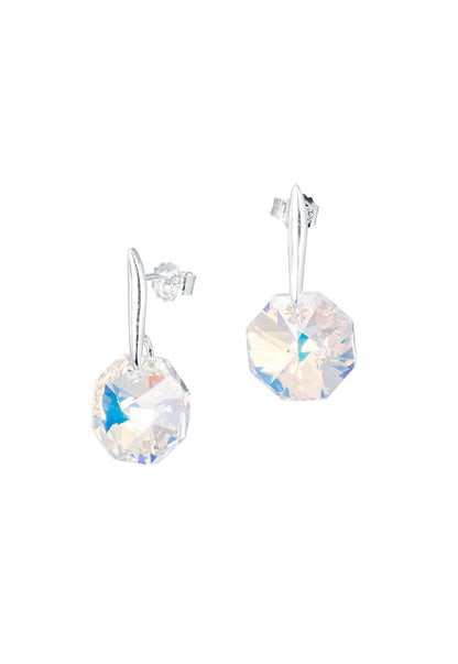 Aros Bruselas Plata 925 Cristal Genuino Aurora Boreal
