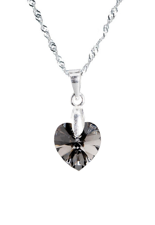 Collar Romance Plata 925 Cristal Genuino Silver Night