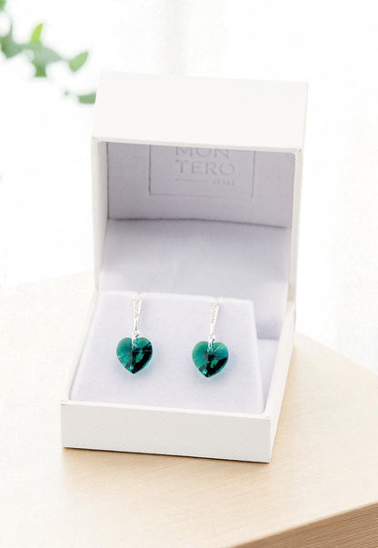 Aros Romance Plata Italiana 925 Cristal Genuino Emerald