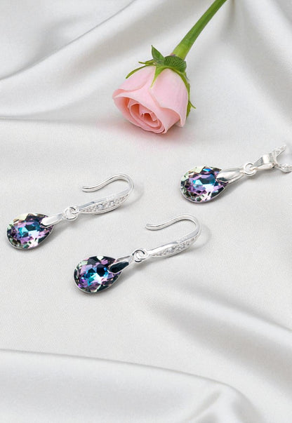 Conjunto Milan Plata 925 Cristal Genuino Vitral Light