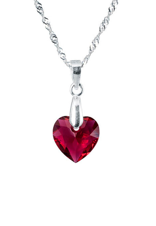 Collar Amor Plata 925 Cristal Genuino Siam