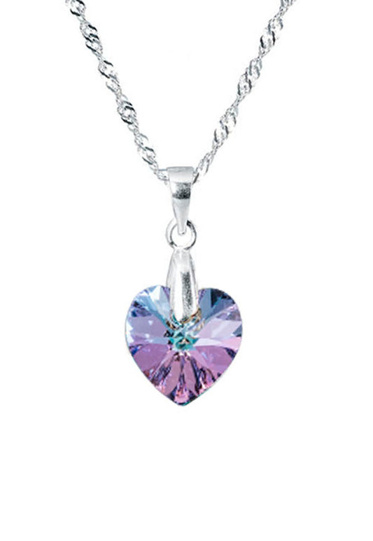 Collar Romance Plata 925 Cristal Genuino Vitral Light