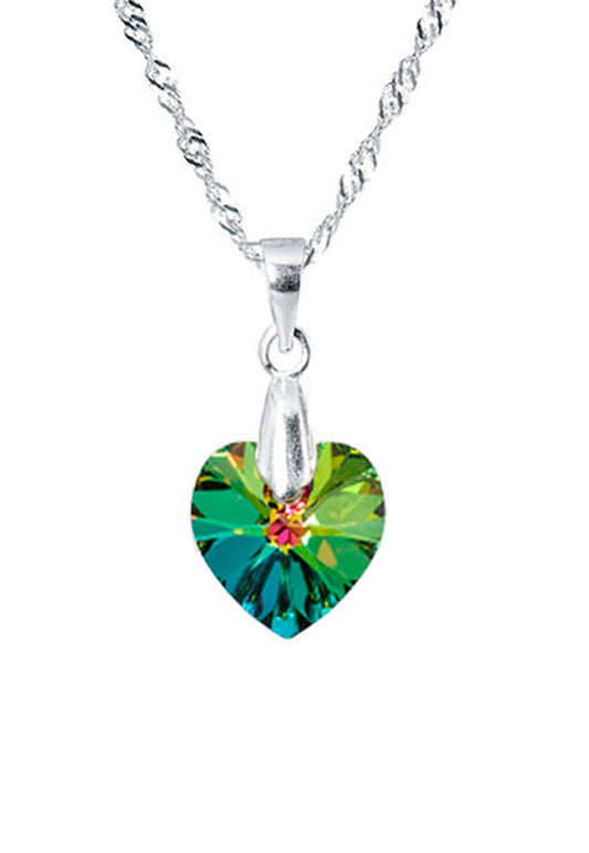Collar Romance Plata 925 Cristal Genuino Vitral Medium
