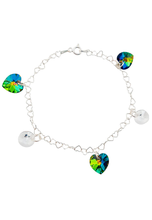 Pulsera Romance Plata Italiana 925 Cristal Genuino Vitral Medium