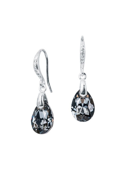 Aros Gota de Luz Plata 925 Cristal Genuino Silver Night