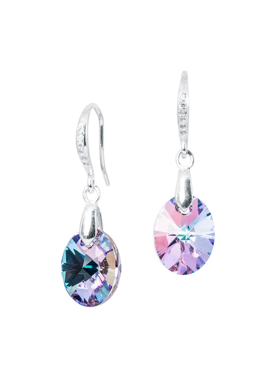 Aros Praga Plata 925 Cristal Genuino Vitral Light