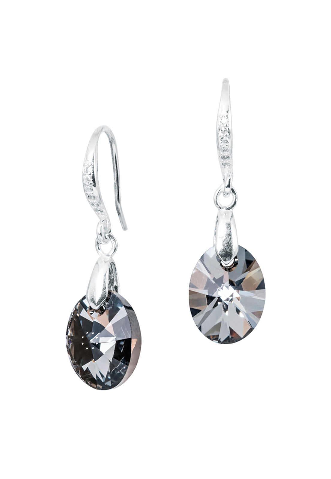 Aros Praga Plata 925 Cristal Genuino Silver Night
