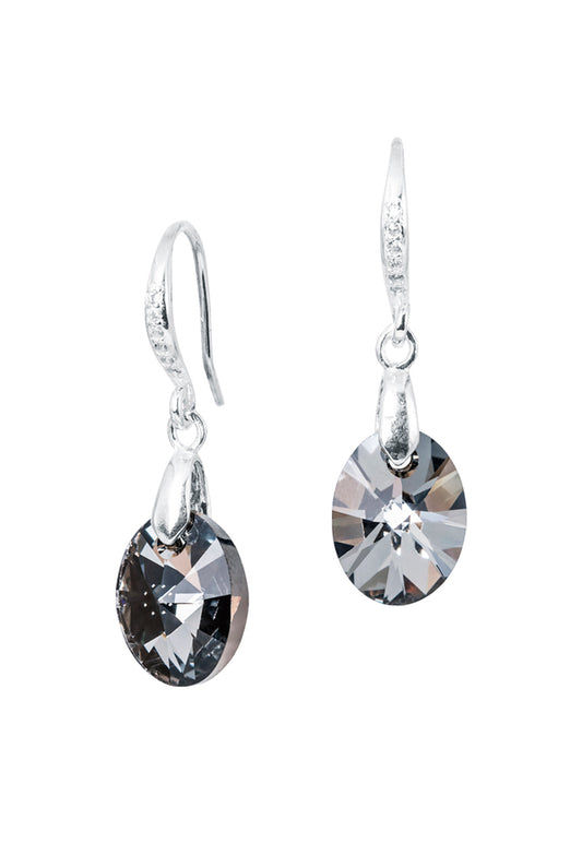 Aros Praga Plata 925 Cristal Genuino Silver Night