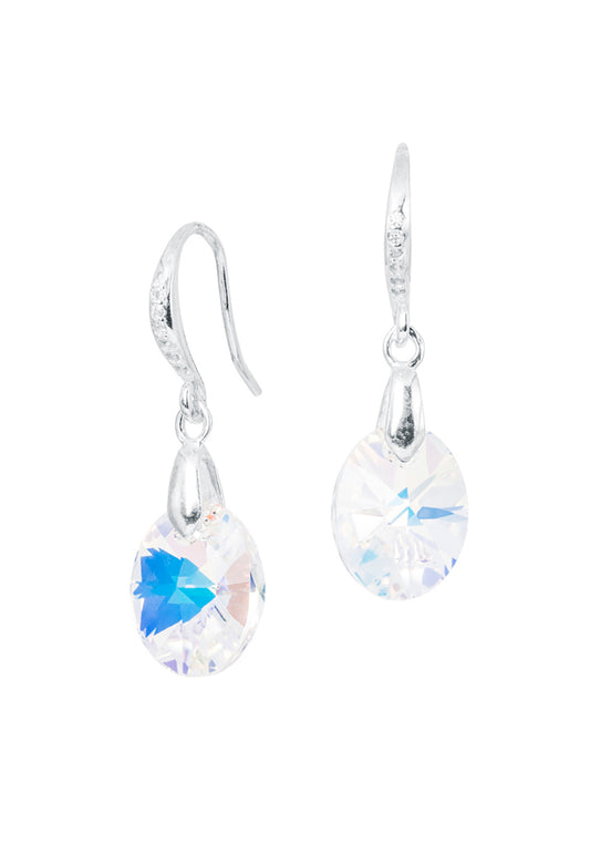 Aros Praga Plata 925 Cristal Genuino Aurora Boreal