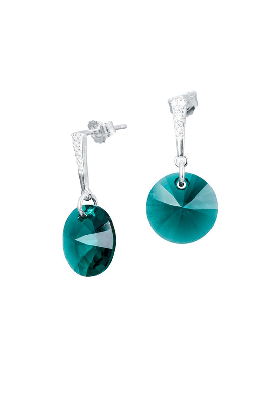 Aros Paris Plata 925 Cristal Genuino Emerald