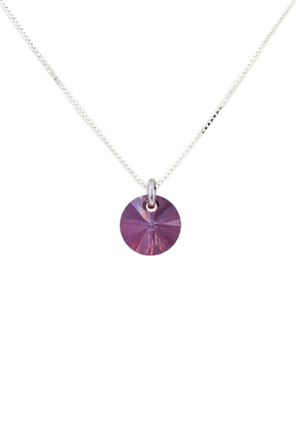Collar Punto de Luz Plata 925 Cristal Genuino Antique Pink