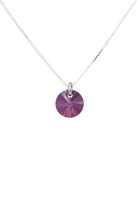 Collar Punto de Luz Plata 925 Cristal Genuino Antique Pink