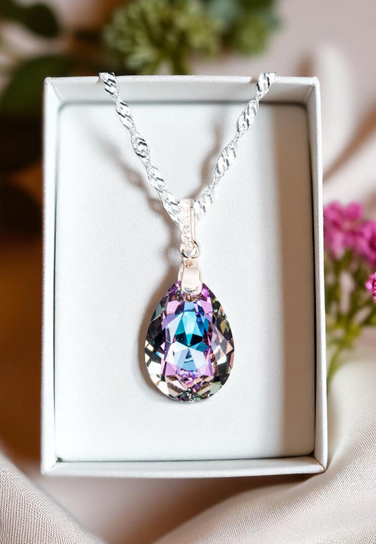 Collar Capricho Plata 925 Cristal Genuino Vitral Light