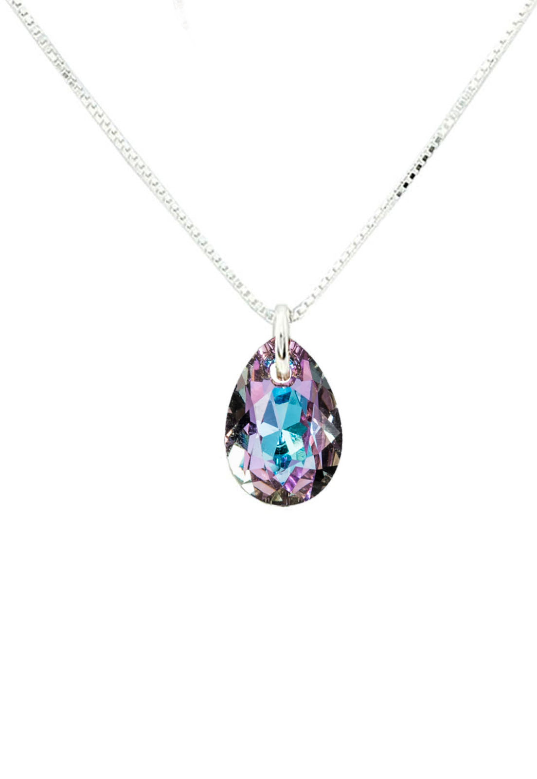 Collar Gota de Luz Plata 925 Cristal Genuino Vitral Light