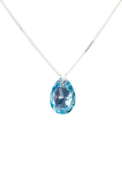 Collar Gota de Luz Plata 925 Cristal Genuino Aquamarine