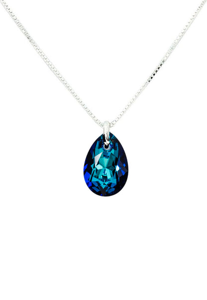Collar Gota de Luz Plata 925 Cristal Genuino Bermuda Blue