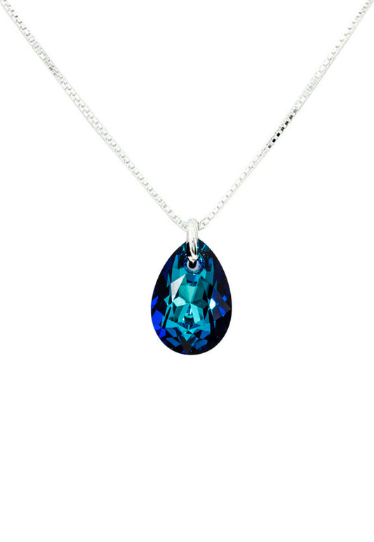 Collar Gota de Luz Plata 925 Cristal Genuino Bermuda Blue