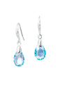 Aros Gota de Luz Plata 925 Cristal Genuino Aquamarine