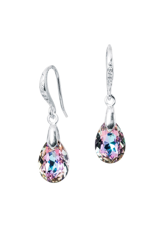 Aros Gota de Luz Plata 925 Cristal Genuino Vitral Light