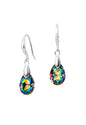 Aros Gota de Luz Plata 925 Cristal Genuino Vitral Medium