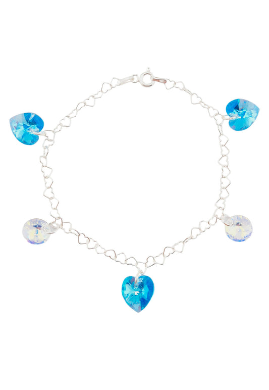 Pulsera Romance Plata Italiana 925 Cristal Genuino Aquamarine