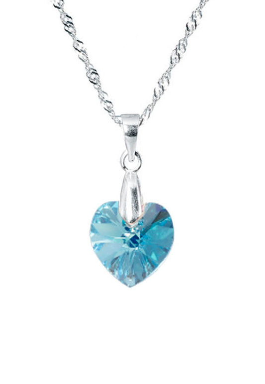 Collar Romance Plata 925 Cristal Genuino Aquamarine
