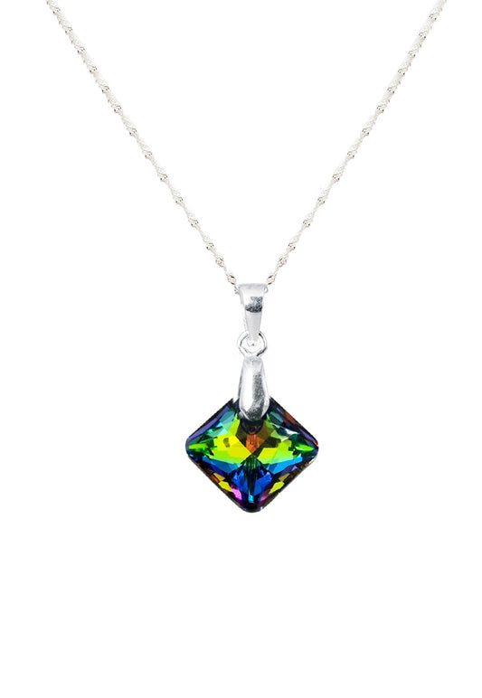 Collar Cristina Plata Italiana 925 Cristal Genuino Vitral Medium