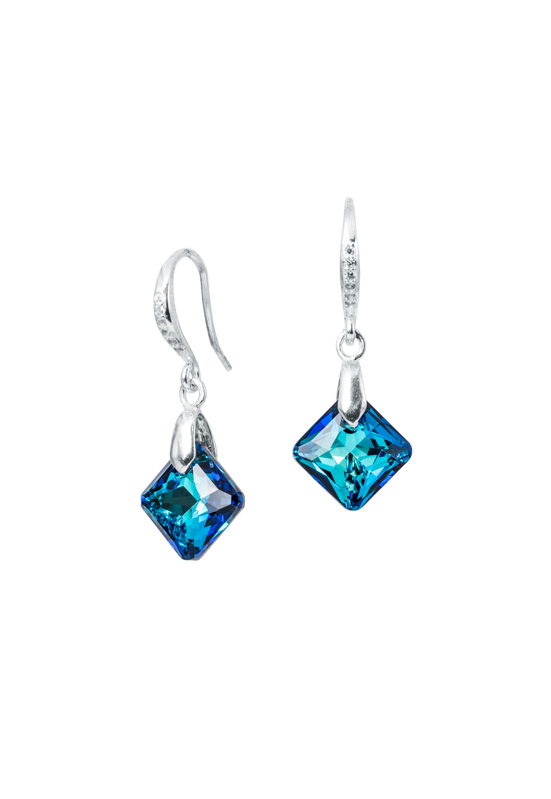 Aros Cristina Plata Italiana 925 y Cristales Genuinos Bermuda Blue