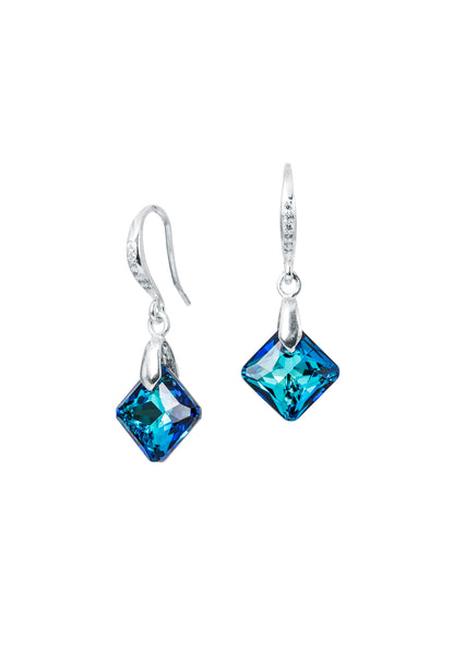 Aros Cristina Plata Italiana 925 y Cristales Genuinos Bermuda Blue