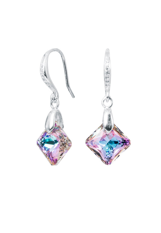Aros Cristina Plata 925 Cristal Genuino Vitral Light